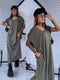 LARGE SIZE elastic dress "KOSMO LS1699" - KHAKI